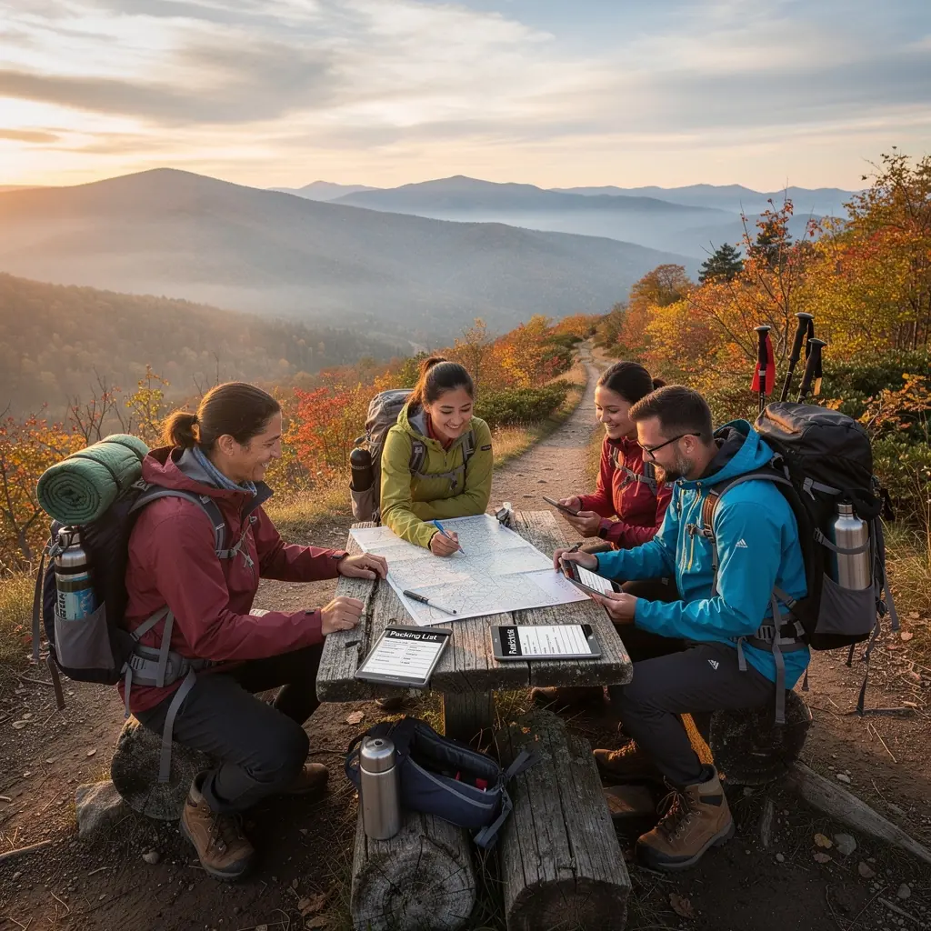 Mapa szlaku turystycznego z zaznaczonymi punktami widokowymi i miejscami odpoczynku.